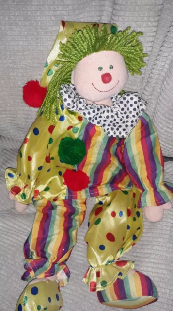 Toy Stuffed Clown Sugarloaf vintage 90s soft polyester filled Multi colored 18"