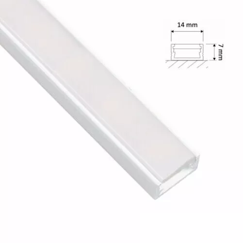 Aluminio Perfil Construcción Barra "Delgado" Blanco para LED Tira + Cubierta