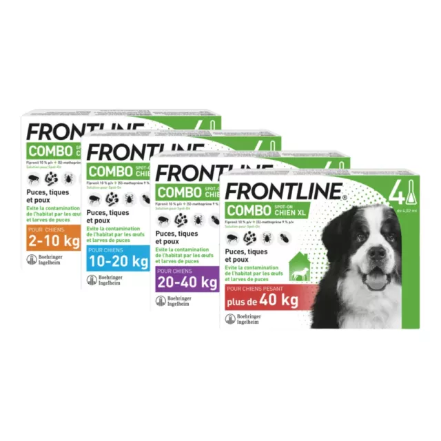 Combo¹ Antiparasitaire chien protection tique puce flea treat 3 pipettes 2-60 kg 2