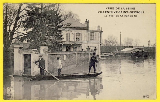 cpa VILLENEUVE SAINT GEORGES by BOAT (Val de Marne) Le BRIDGE de CHEMIN DE FER
