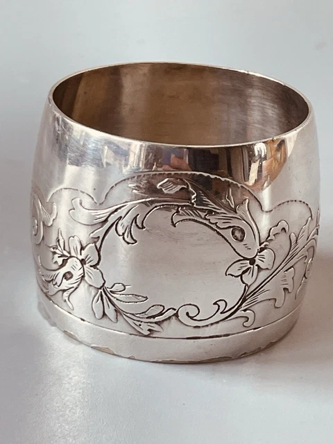 Rond de serviette argent massif Minerve feuillage silver 13gr XIXè siècle