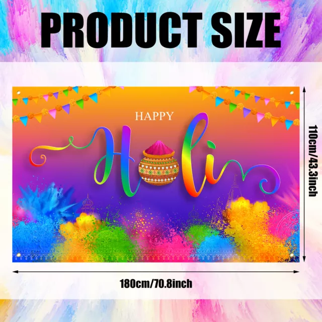 Holi Party Backdrop 70.8 x 43.3inch Indian Colorful Graffiti Photography Wal WY2