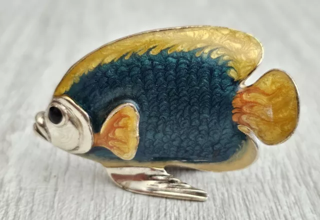 SATURNO Tropical Fish 925 Sterling Silver & Enamel Miniature Figurine Hallmarked