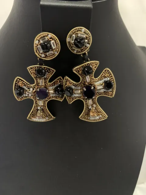 Ranjana Khan Leather Cross earrings Made In India