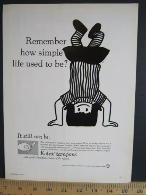 1969 Vintage Print Ad  Kotex tampons CUTE Simple Life Girl Poster Wall Art