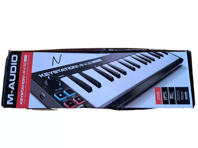 M-Audio Keystation Mini 32 MK3 Ultra-portabler USB MIDI Schwarz/Weiß SEHR GUT