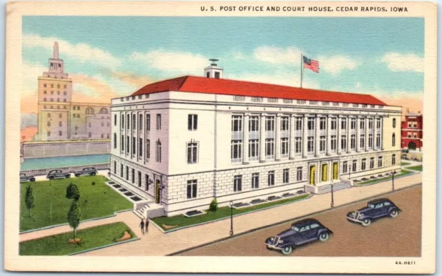 Postcard - US Post Office and Court House, Cedar Rapids, Iowa, USA