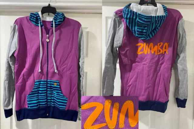 ZUMBA womens teens girls stud hoodie top fitness dance, workout, Size 6-8,  XS