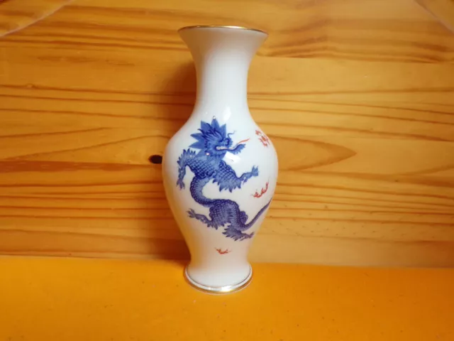 Meissen Schwerter  Vase Mingdrache blau 23,5cm 1.Wahl sehr selten top!