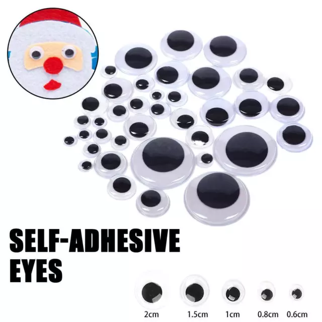 100 Self Adhesive Googly Eyes Stick On Sticky Wobbly-Wiggly 6-20mm, Craft L8G1