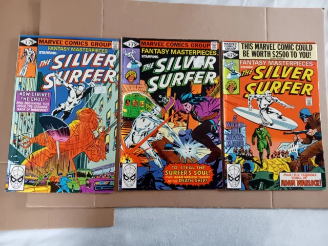 Fantasy Masterpieces No 8, 9 & 10. 3 Comic Job Lot. 1980  Silver Surfer Reprints