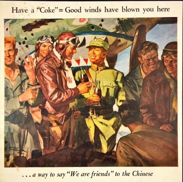 1943 Coca-Cola Yanks and Chinese Drink A Coke WWII Vintage Print Ad