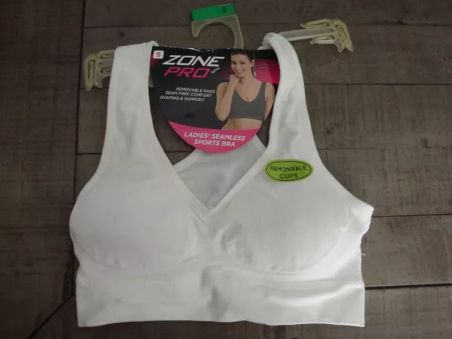ZONE PRO LADIES White Seamless Sports Bra Size: S 2/4 NWT $6.99 - PicClick