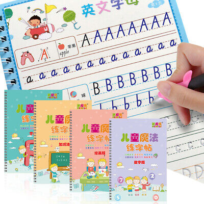 4 libros de aprendizaje de números letras práctica de escritura libro de arte libro de copia para niños con Hb