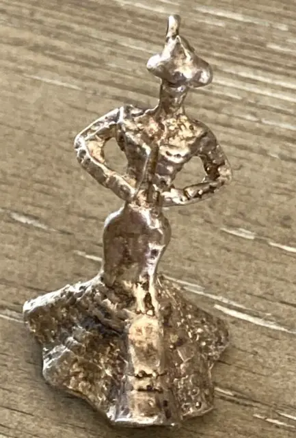 Vintage Formal Dress Gown Dancing Dancer Woman Sterling Silver 925 Charm Pendant