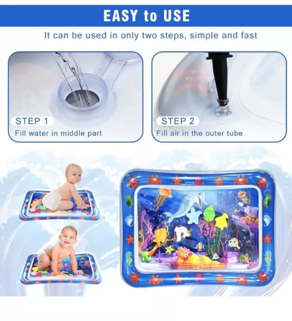 Baby Inflatable Water Play Mat for Infant Toddler Kid Tummy Time Sensory Toys 2