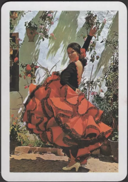 Playing Cards Single Card Old Vintage Wide Spanish FLAMENCO DANCE GIRL DANCING C