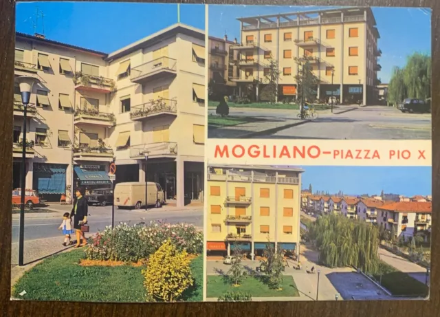 Vecchia Cartolina Mogliano Veneto - Treviso - Vedutine Piazza Pio X - FG VG 1962