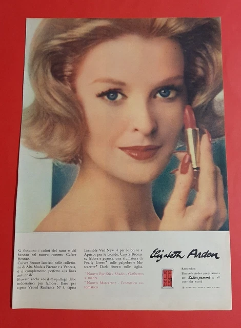 Lotto N. 3 Pubblicità cosmetici make up  ELIZABETH ARDEN , originali Anni '60