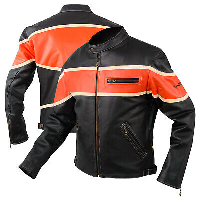 A-pro Blouson Cuir Protections CE Renfort Dos Doublure Hiver Zip Moto noir L 