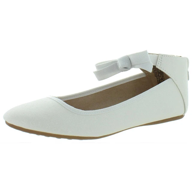 Kenneth Cole New York Girls Rose Bow White Ballet Flats Shoes  8491