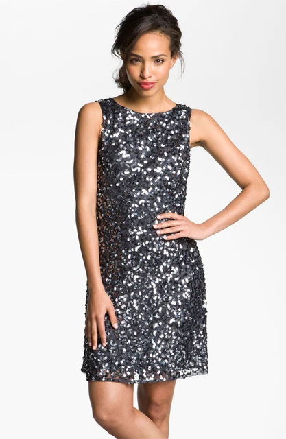 Pisarro Nights Drape Back Paillette Dress (size 12P)