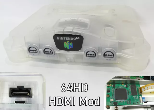 Nintendo 64 HDMI Mod Digital 64HD & Deblur N64 PAL / NTSC Gamebox transparent