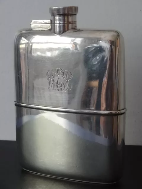 Antique Solid Sterling Silver Hip Flask Birmingham 1929 243.1 G William Neale