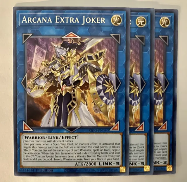 Yugioh! 3x Arcana Extra Joker KICO-EN030 Rare 1st Ed NM