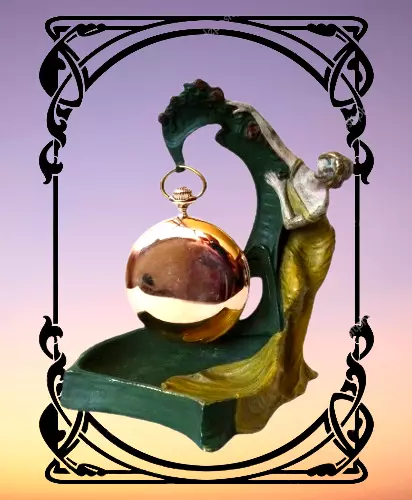 Art Nouveau AS Wiener Bronze Antike Jugendstil Nymphefigur Taschenuhrhalter