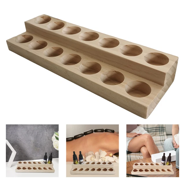 Support de stockage d'huiles essentielles à 14 emplacements, plateau en bois à