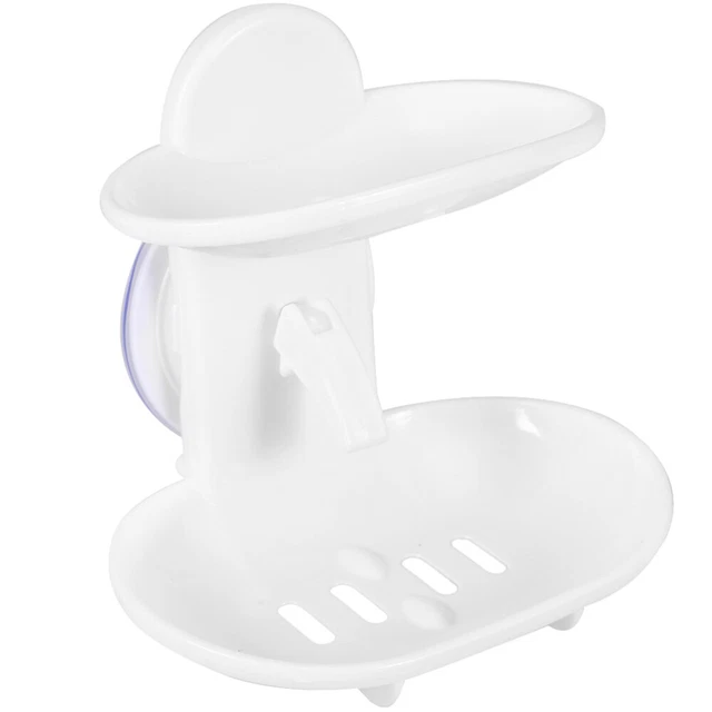 Doppia ciotola sapone forte supporto di aspirazione per bagno doccia (bianco)