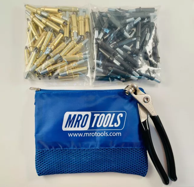 50 3/16 & 50 5/32 Zephyr Kwik-Lok Cleco Fasteners + Pliers w Bag (KZ4S100-4)