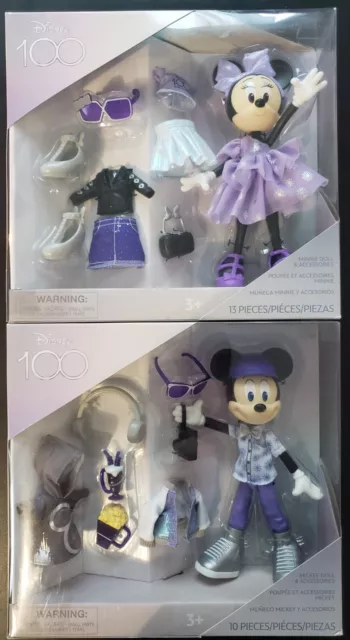 Disney 100 Ans Minnie Mickey Poupée et Accessoires Ensemble avec Boîte. En Lot