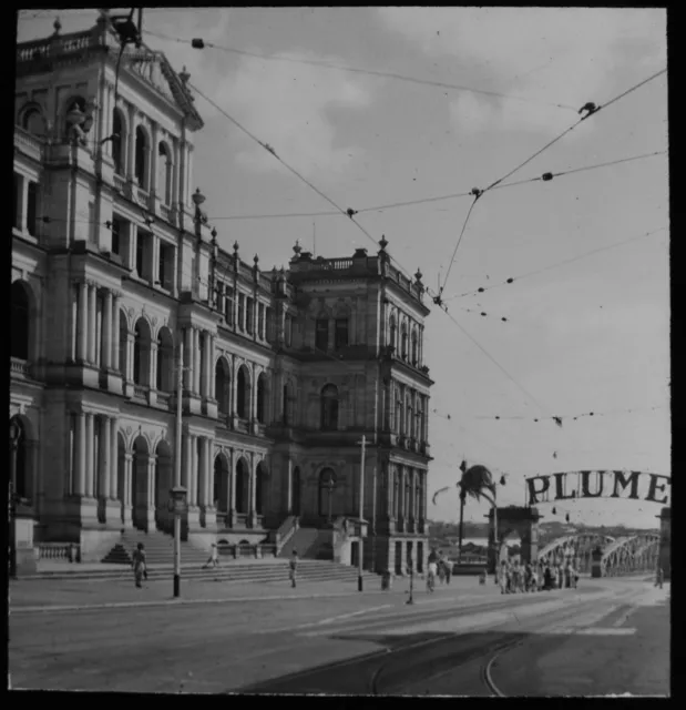 VINTAGE Magic Lantern Slide TREASURY BUILDING BRISBANE C1949 PHOTO AUSTRALIA