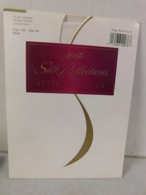 Hanes Silk Reflections Silky Sheer Thigh Highs Sandalfoot sz EF NEW White