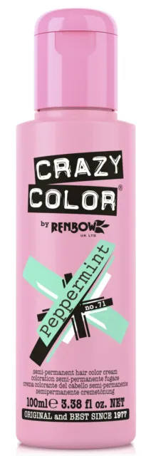 Crazy Color Farbstoff Haare Direct 100 Ml. 71 Pfefferminze Made IN Italy