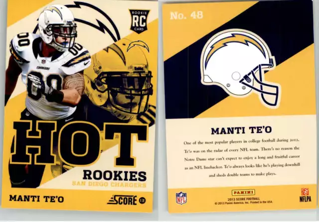 Manti Te’o 2013 Score Hot Rookies #48 Notre Dame Chargers RC Rookie