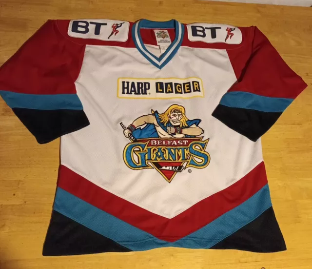 Vintage Belfast Giants Ice-Hockey Jersey Signed Harp Lager Adult Small Shirt