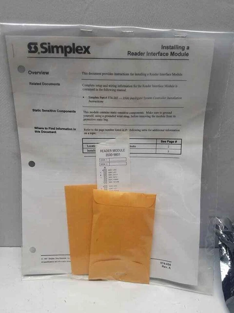 simplex 3500-9801 isecure isc controller reader module / sn1289