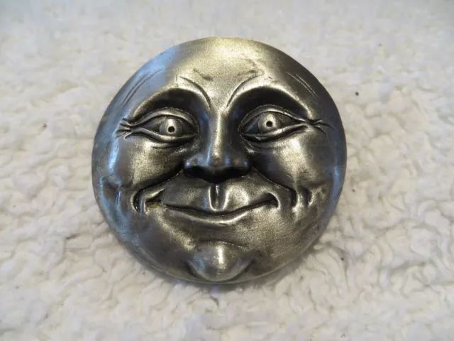 NOS - Vintage MAN IN THE MOON  Solid Brass Belt Buckle 1970'S  RARE