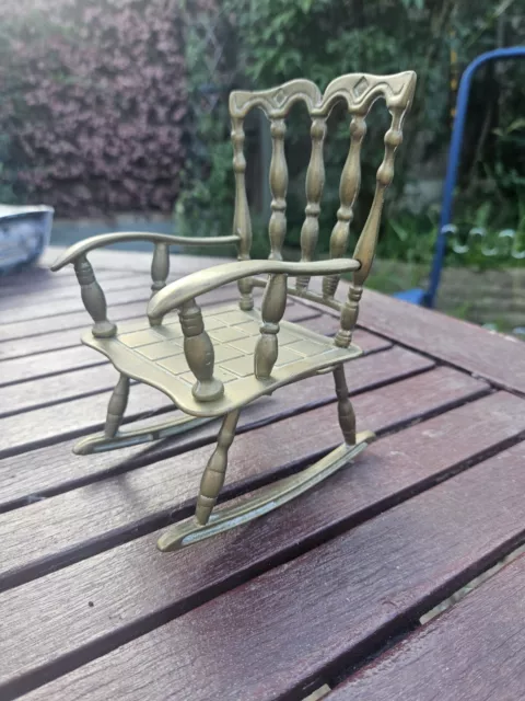 Vintage Collectable Miniature Solid Heavy Weight Brass Rocking Chair