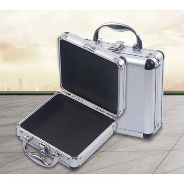 Maleta pequeña portátil estuche de almacenamiento caja de herramientas de aleación de aluminio con revestimiento de esponja