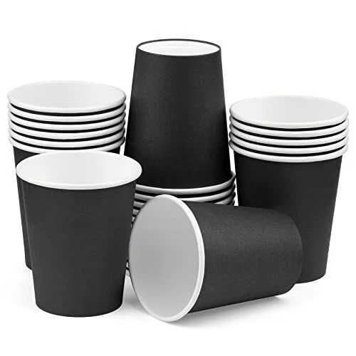 25 Pack 8oz Black Disposable Paper Coffee Cups Hot Cup Coffee Cups Paper Tea Cup