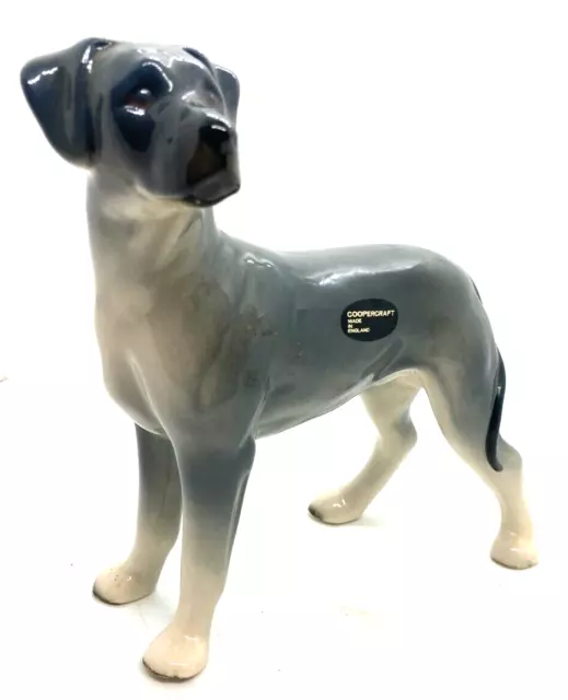 Coppercraft Dog Figurine Ceramic  Large Grey Hound Glazed 17cm England vintage