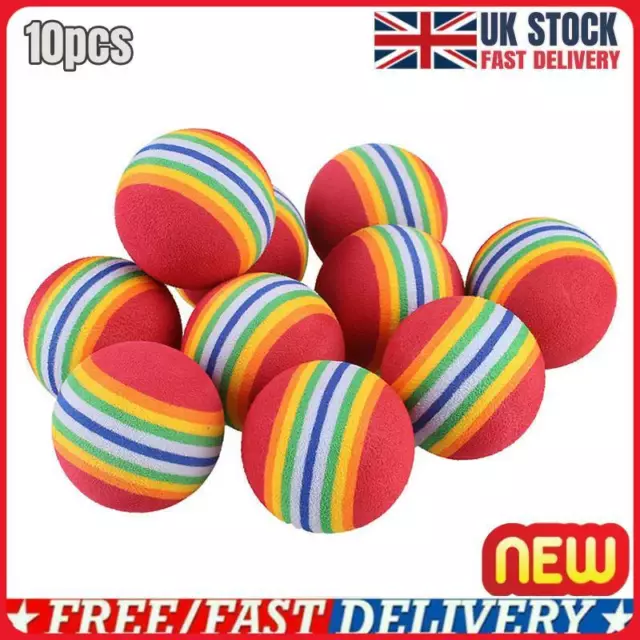 10Pcs Swing Practice Training Ball Rainbow Stripe Foam EVA Sponge Golf Balls UK