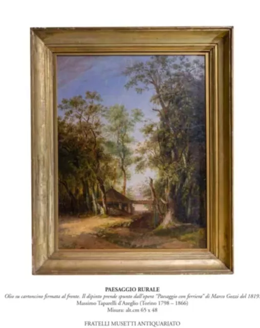 MASSIMO TAPARELLI D'AZEGLIO (1798-1866) Quadro Dipinto ad Olio Paesaggio Rurale