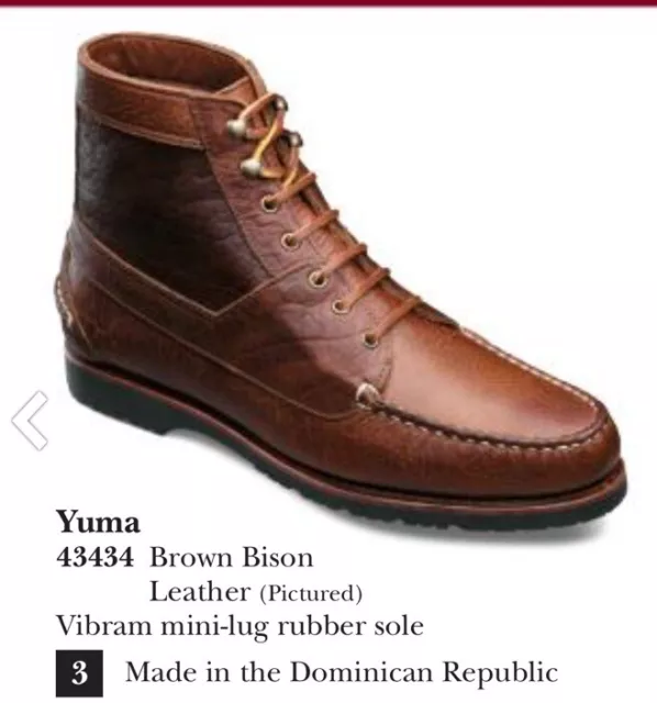 Allen Edmonds Yuma Ankle Boots Men’s Sz 8.5D Brown Leather 43434 Vibram Sole EUC