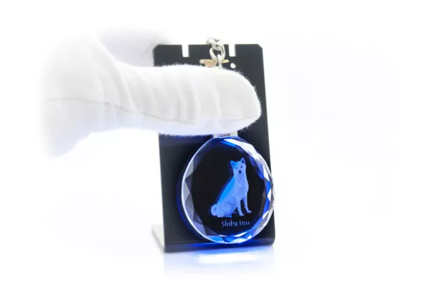 Shiba Inu, Dog Crystal Round Keyring, High Quality, Crystal Animals USA