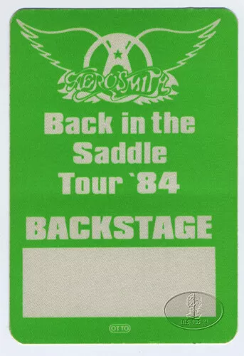 AEROSMITH 1984 Saddle Backstage Pass All Access Green